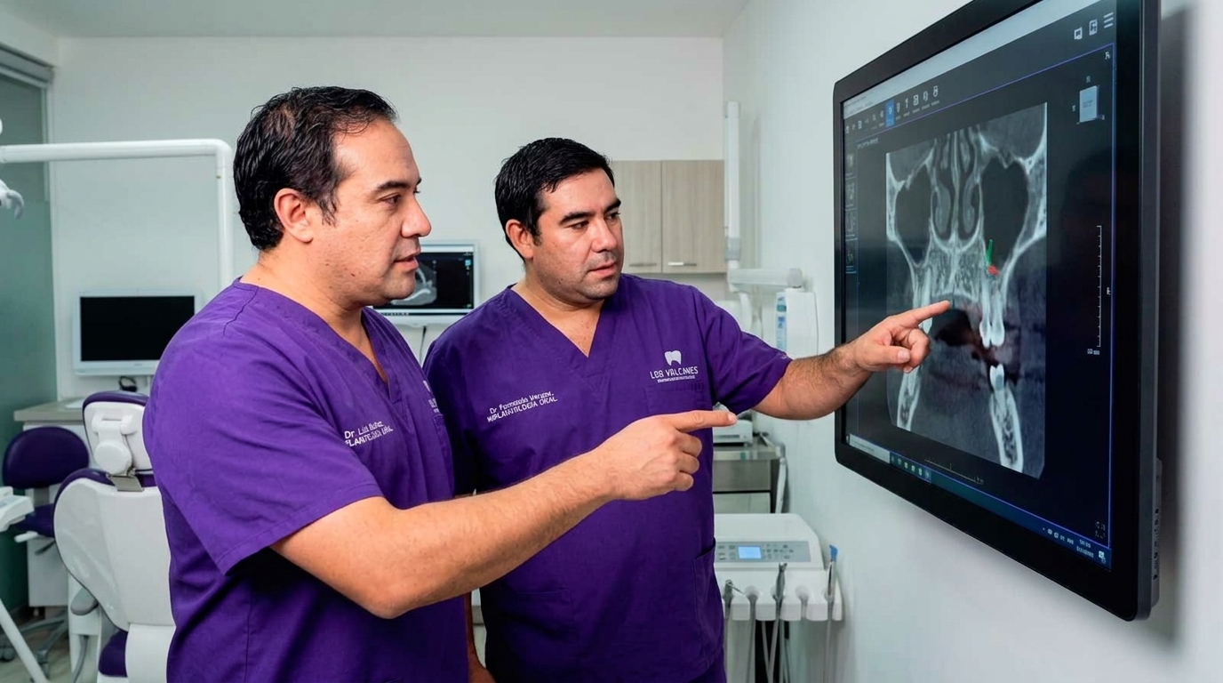 Doctores especialistas Los Volcanes revisando scanner 3D